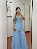 Half Sleeve Blue Sharara