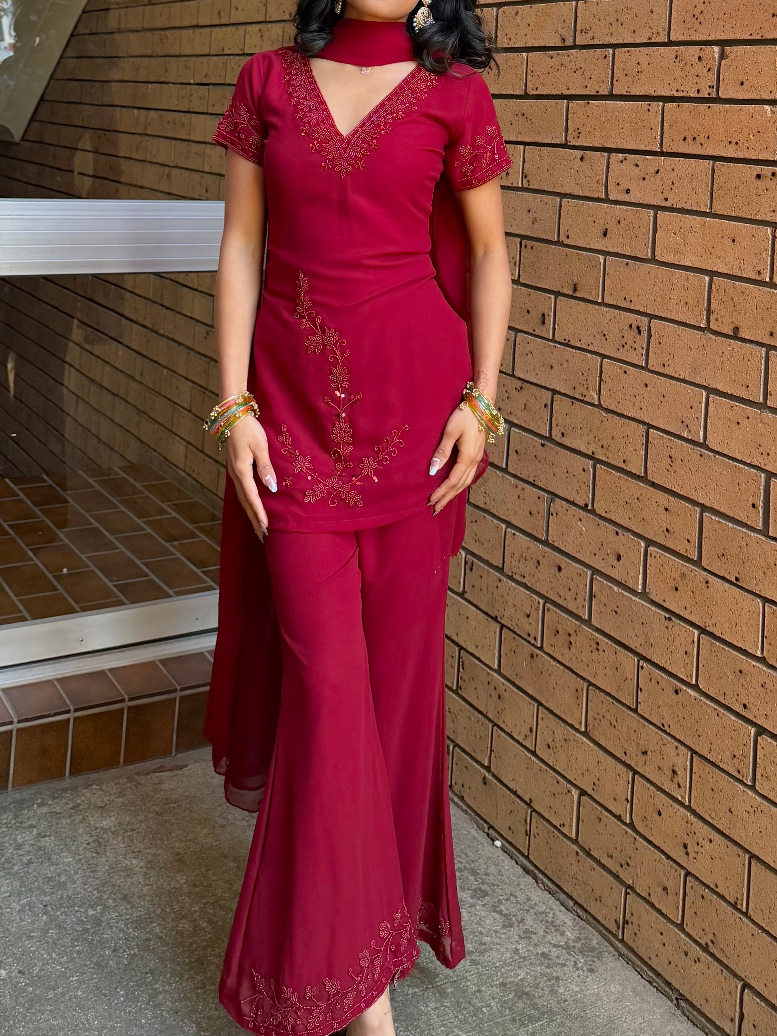 Maroon 90'S half sleeve kurti