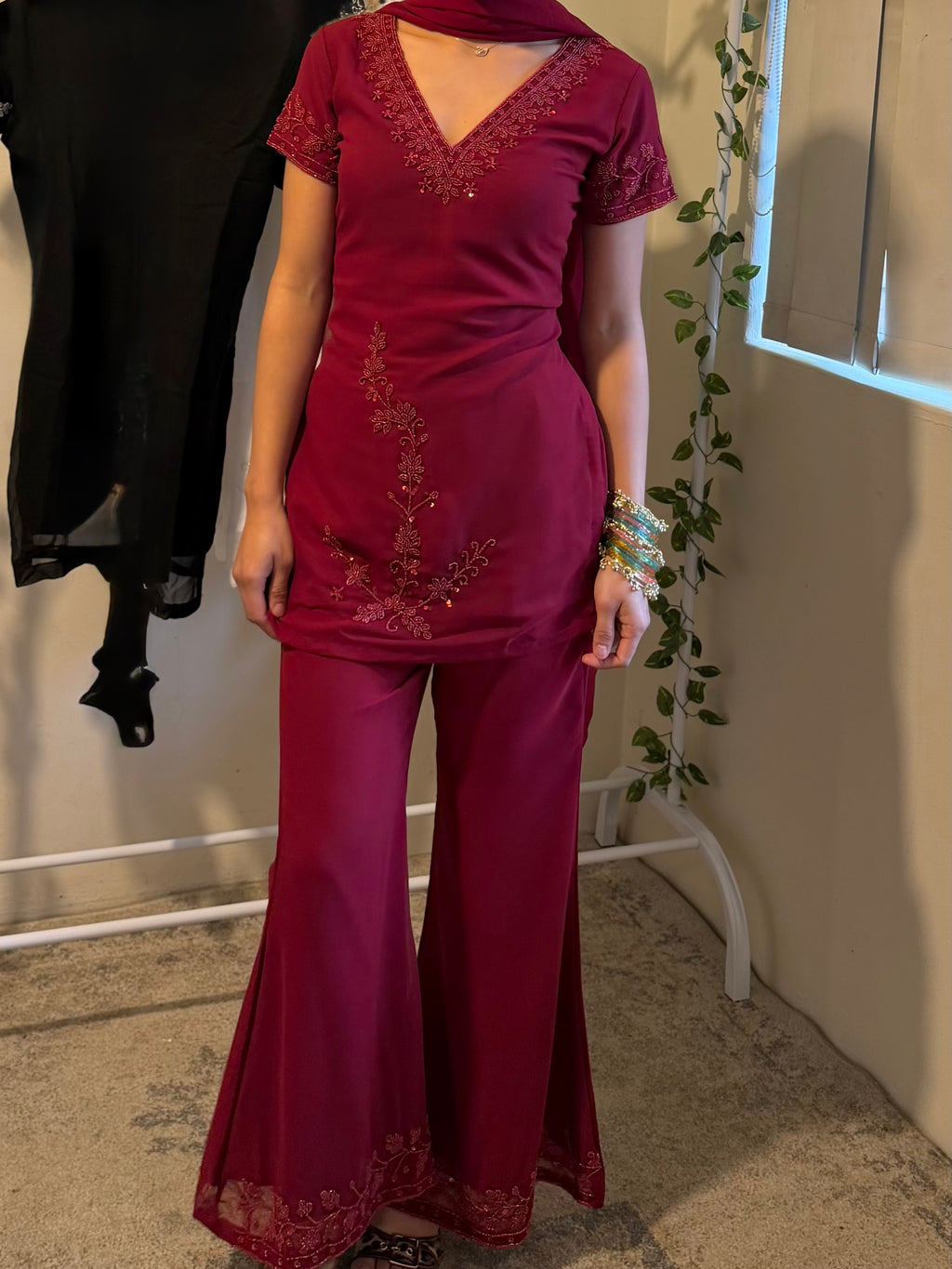 Maroon 90'S half sleeve kurti