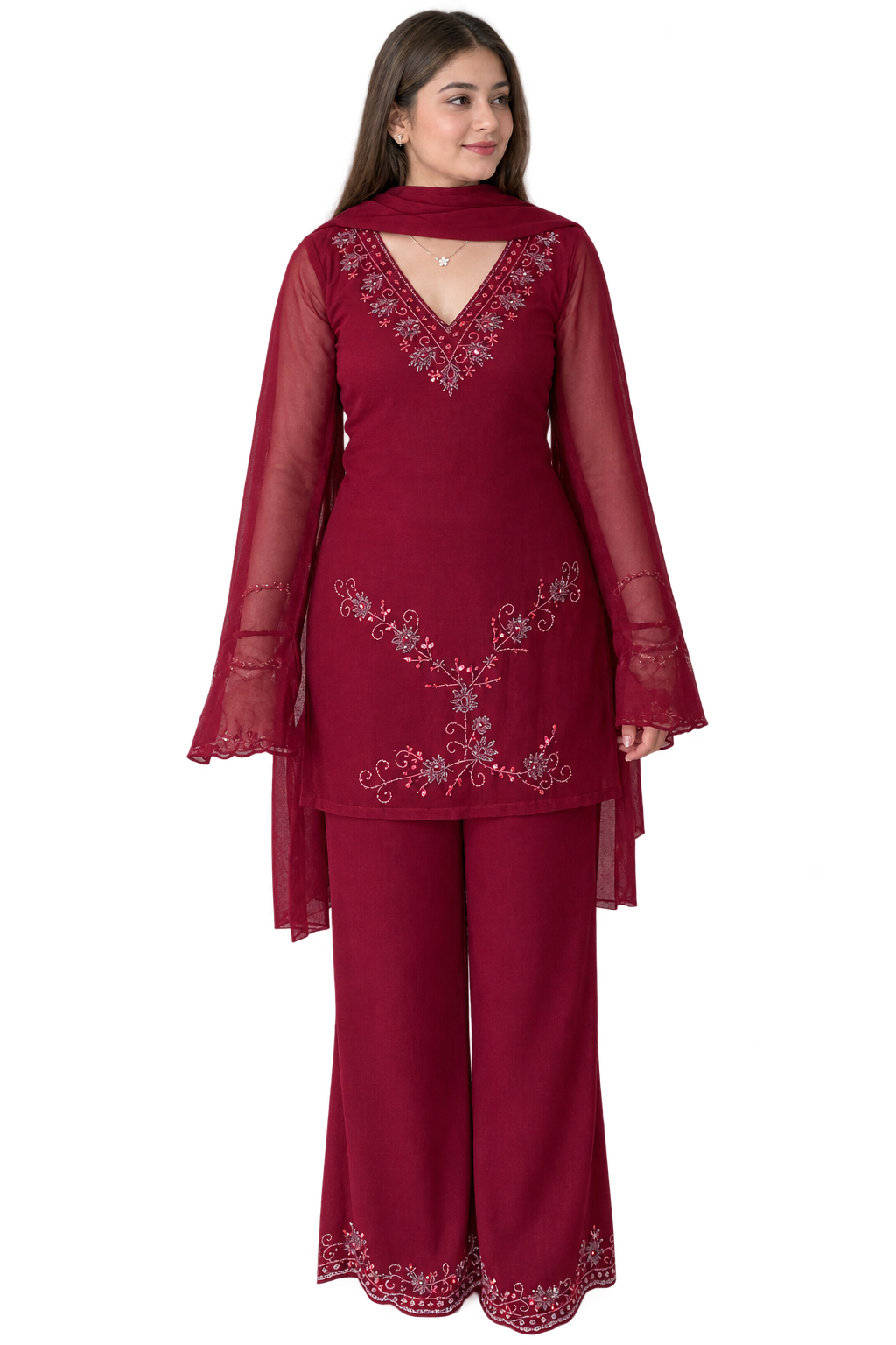 Full sleeve maroon kurthi