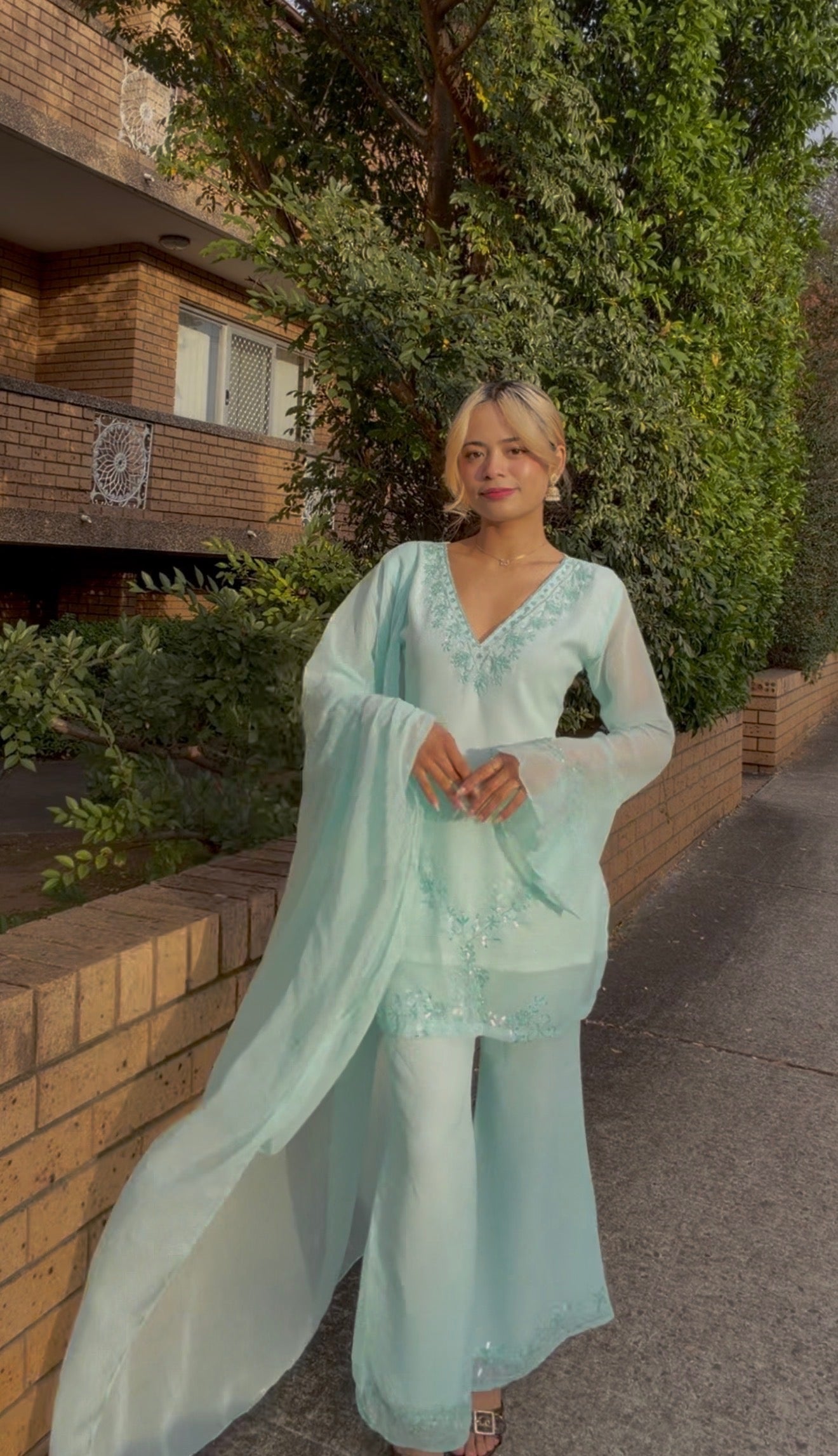 Sea Green 90's Kurthi