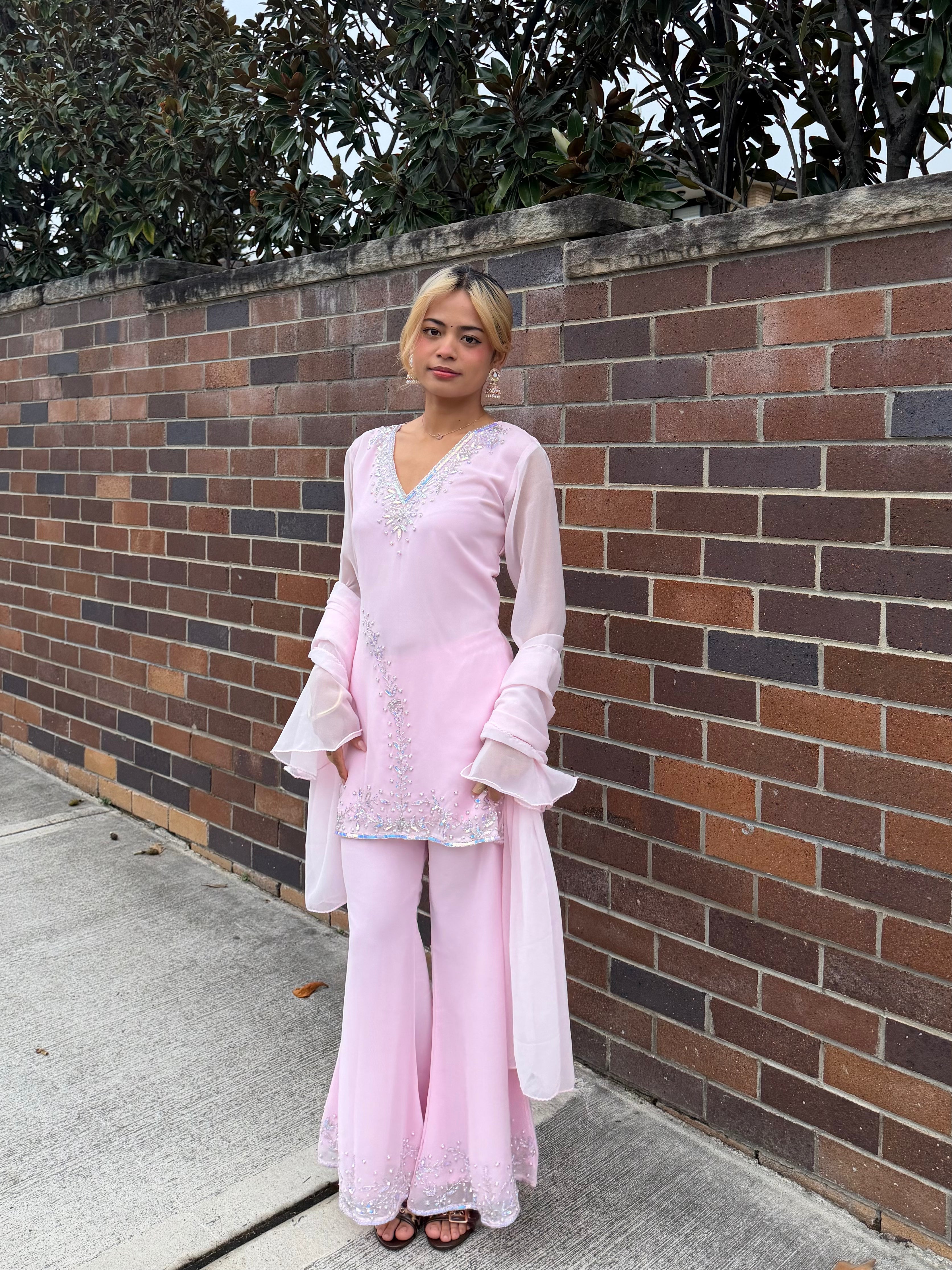 Baby Pink 90's Kurthi